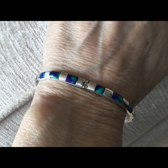Vintage 950 Sterling Azurite stone bracelet - Picture 7 of 8
